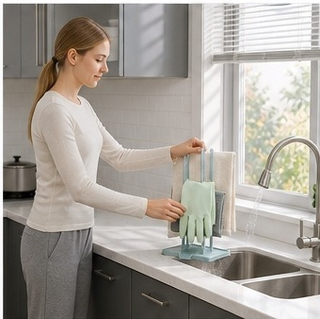 Dish Glove Rubber - Multifunktionales Abtropfgestell für die Küche, blauer