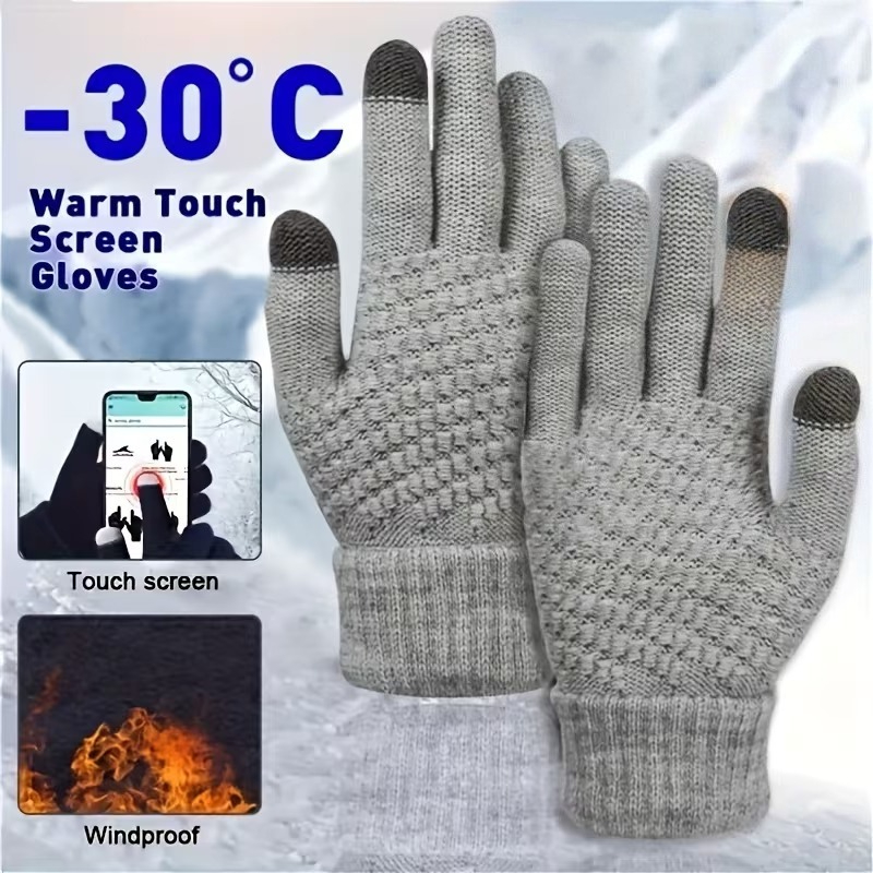 Wool Glove Lined - 1-4 Paar Winter-Touchscreen-Handschuhe, warme Handschuhe mit