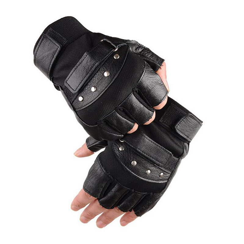 Leather Driving Glove - Herren Halb finger Leder Fitness handschuhe