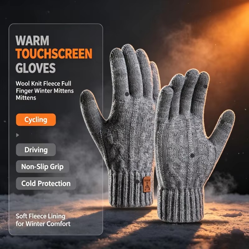 Wool Glove Lined - 2026 Herren Thermohandschuhe aus gestrickter Wolle,